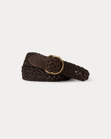 RRL Braided Leather Belt Dark Brown Belts Men