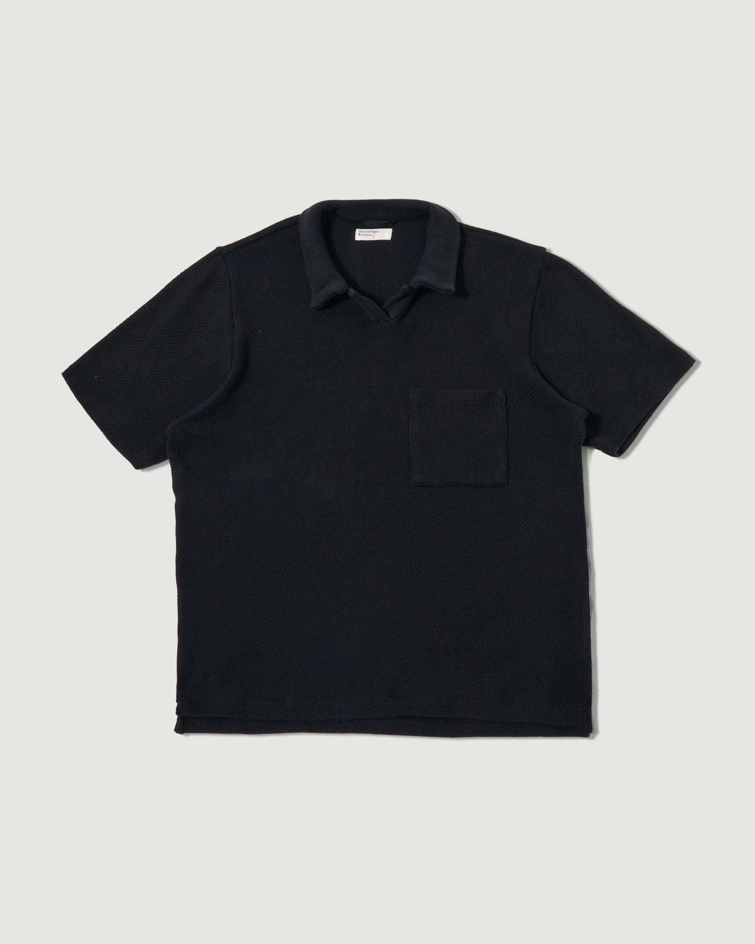 Universal Works Vacation Polo Black T-shirt S/S Men