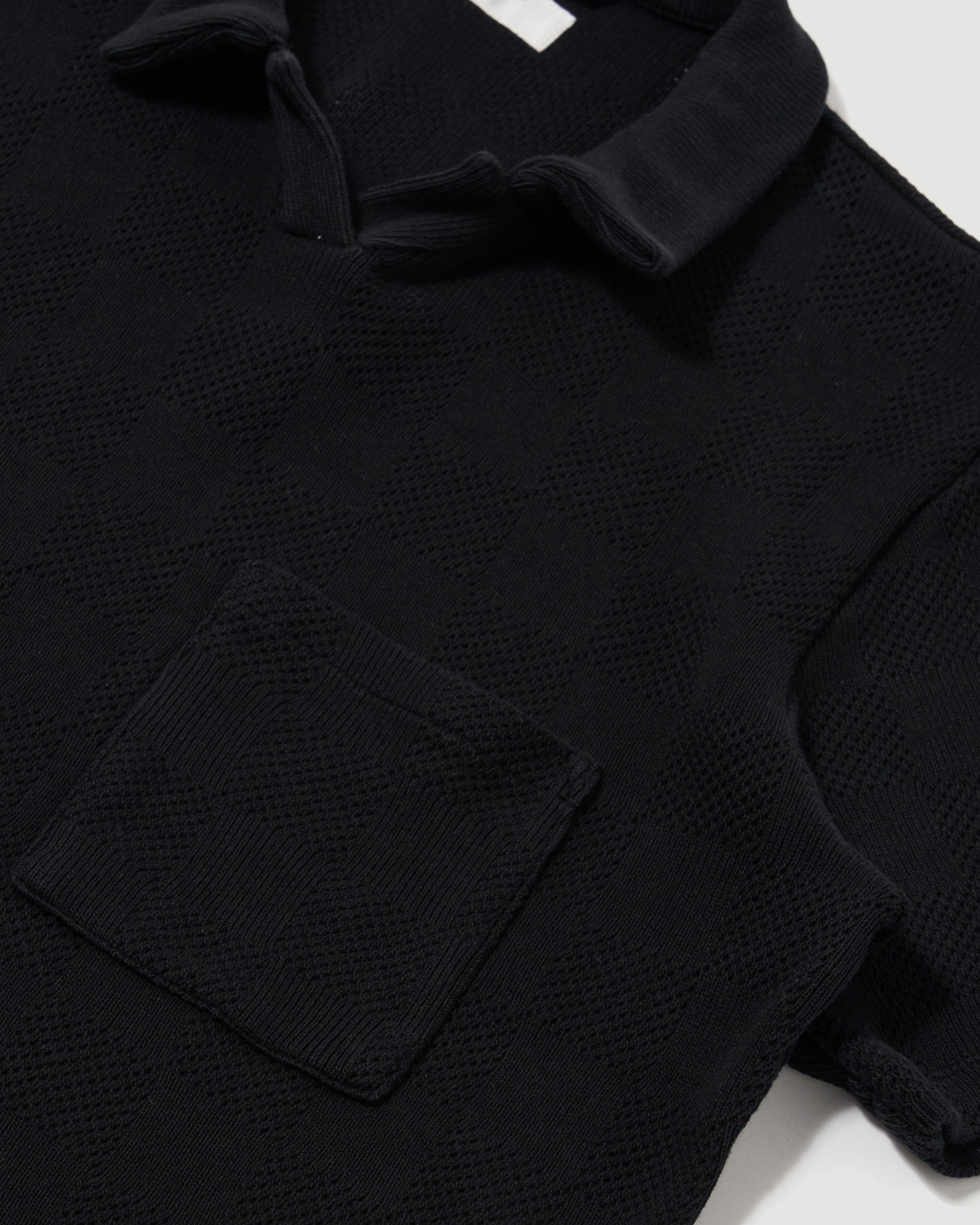 Universal Works Vacation Polo Black T-shirt S/S Men