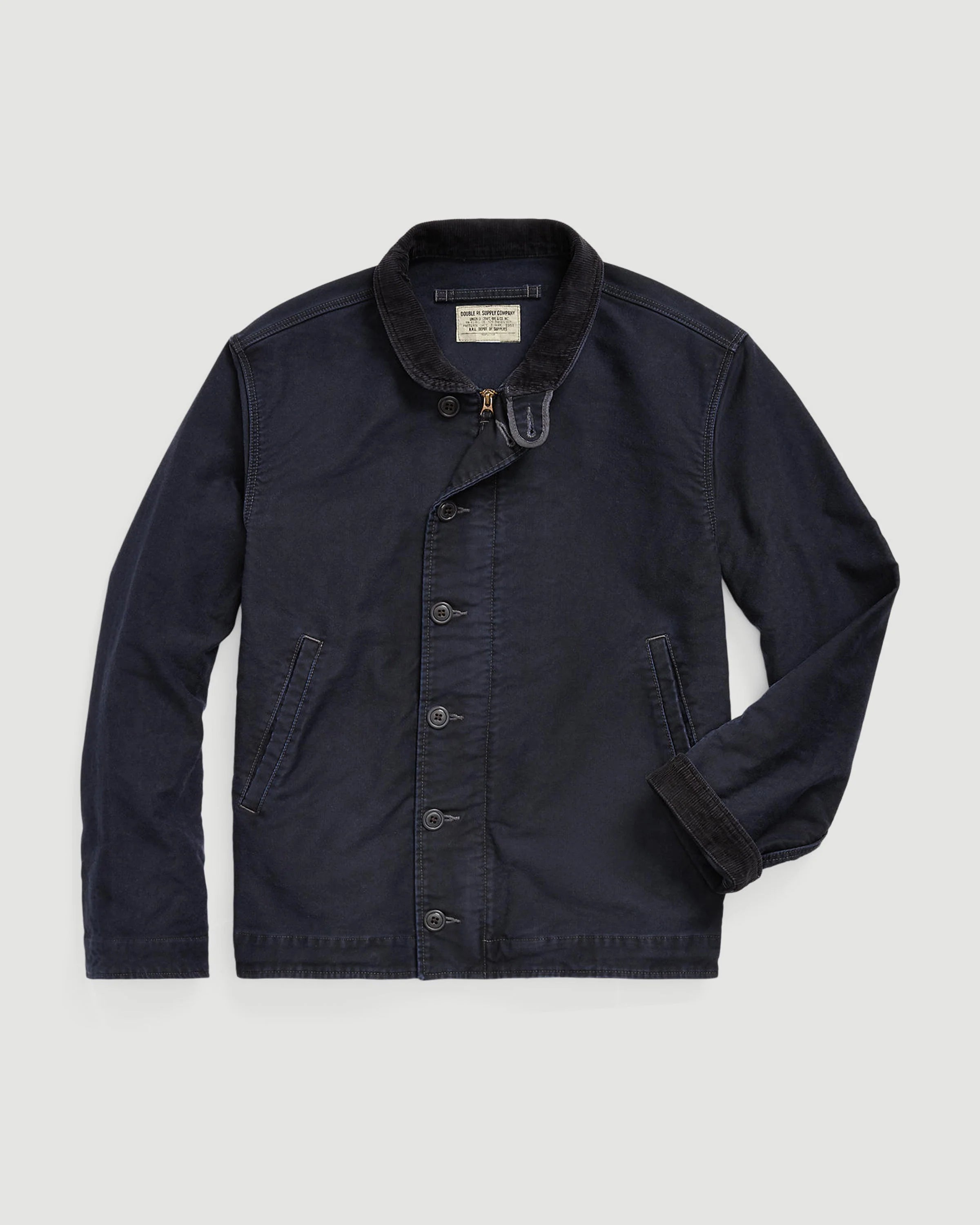 RRL Bower Deck Lined Bomber Navy JKT Short Men