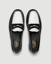 G.H. Bass Weejuns Larson Black & White Leather Loafer Shoes Leather Men
