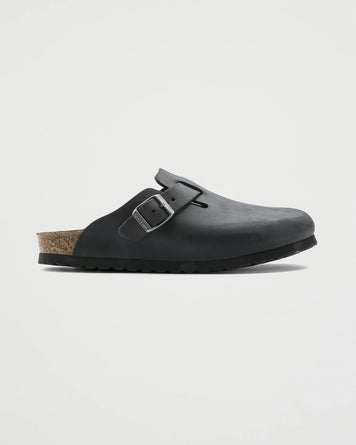 Birkenstock Boston Black Waxy Shoes Leather Unisex