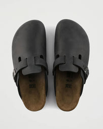 Birkenstock Boston Black Waxy Shoes Leather Unisex