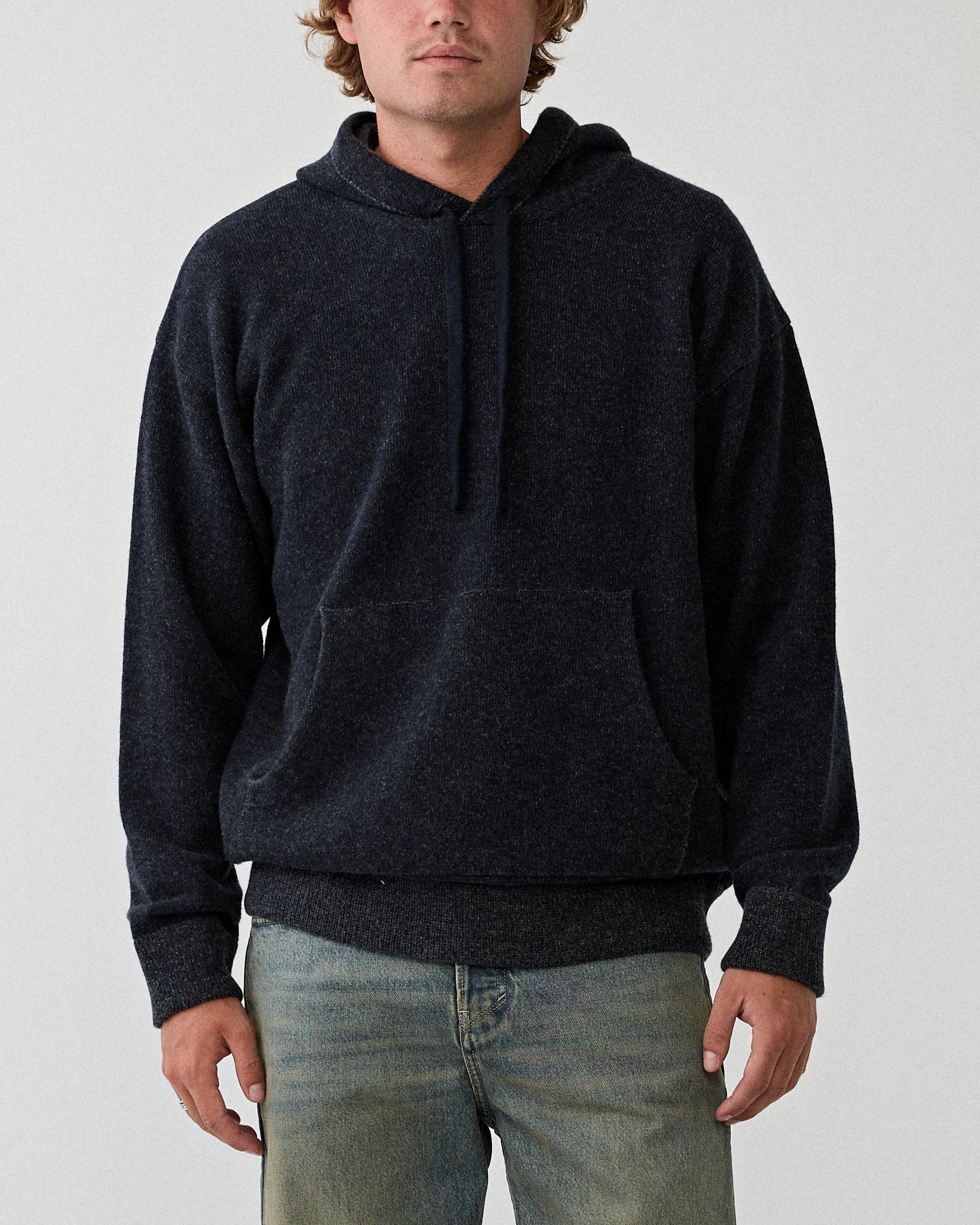 Roberto Collina Cappuccio Hoodie ML Navy / Grigio Knitwear Men