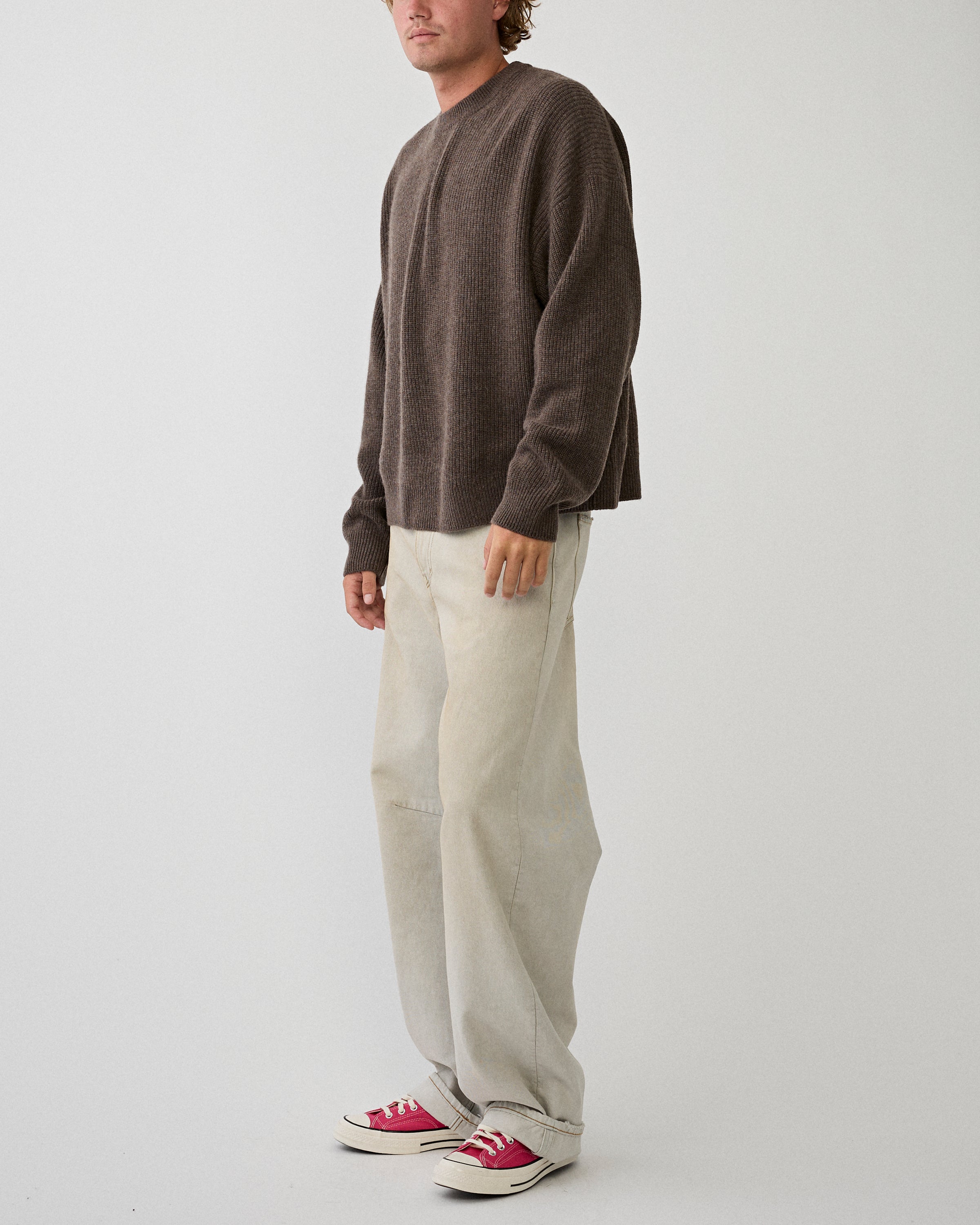 Yacaia Y-0013 Merino/Cashmere Sweater Dark Brown Knitwear Men