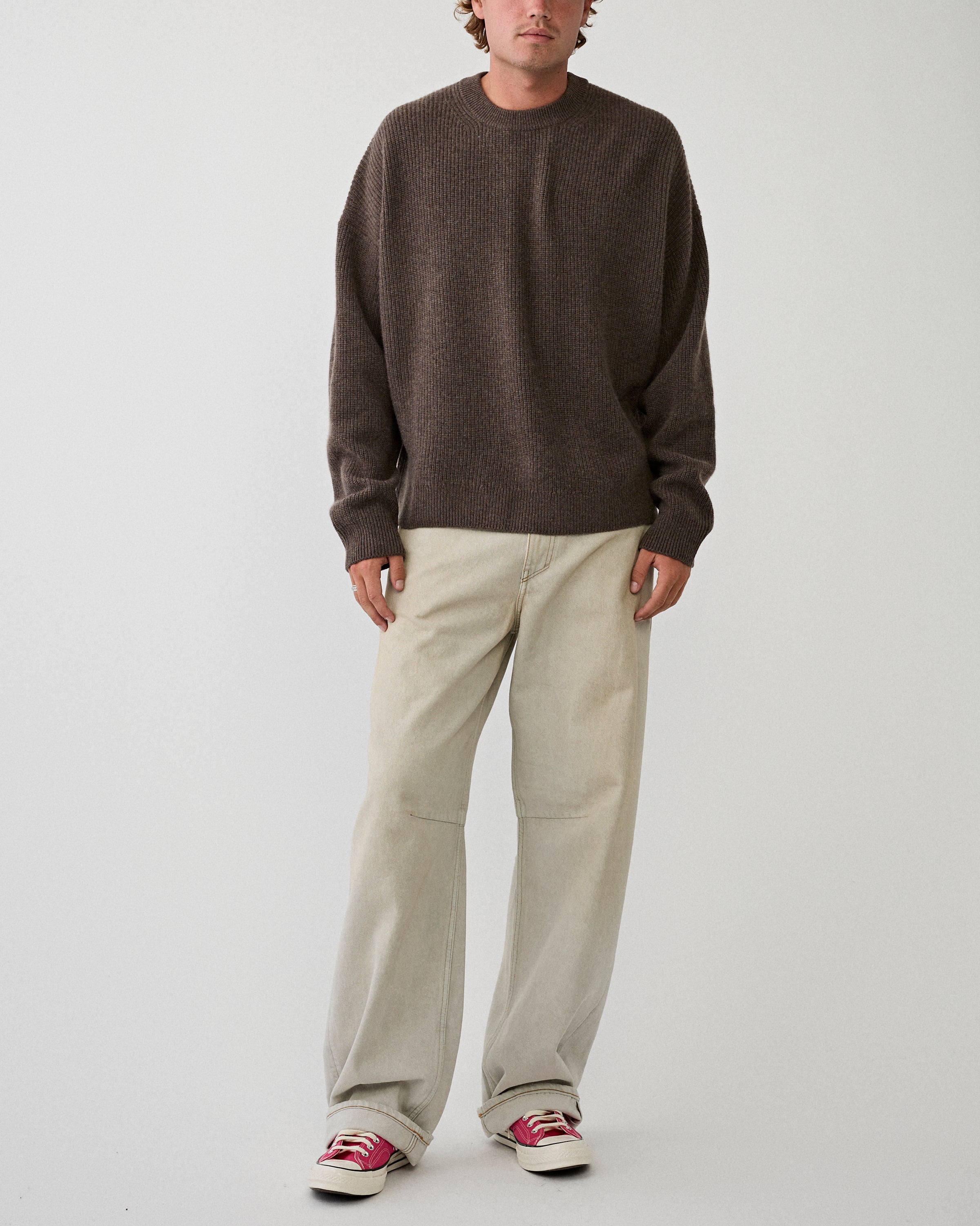 Yacaia Y-0013 Merino/Cashmere Sweater Dark Brown Knitwear Men