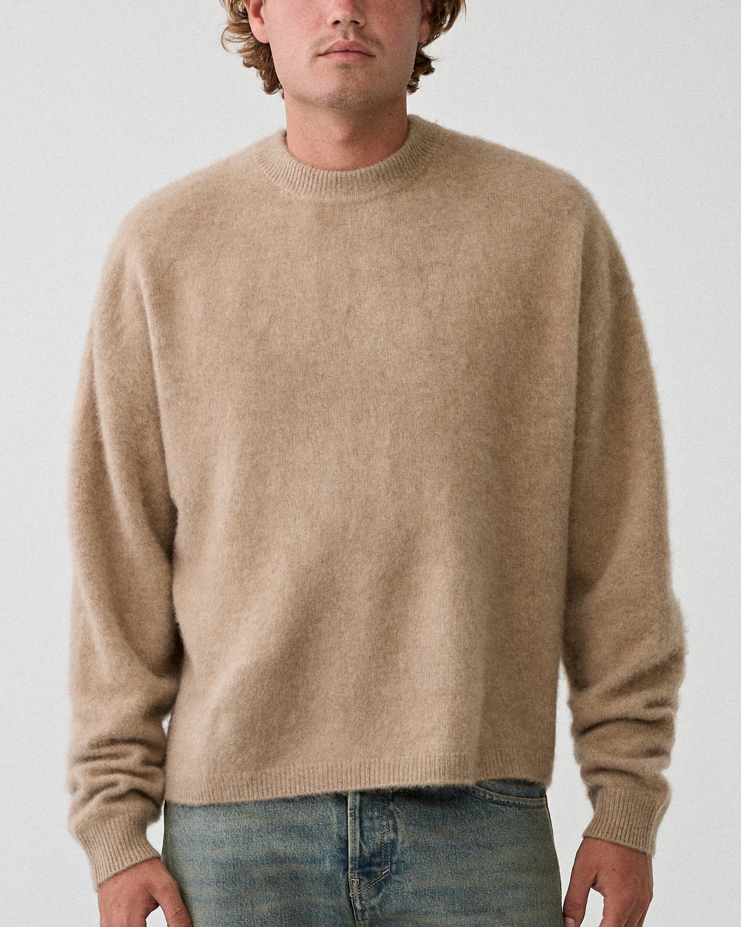 Yacaia Y-0026 Brushed Cashmere Sweater Camel Knitwear Men