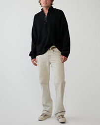 Yacaia Y-0015 Half Zip Merino/Cashmere Sweater Black Knitwear Men