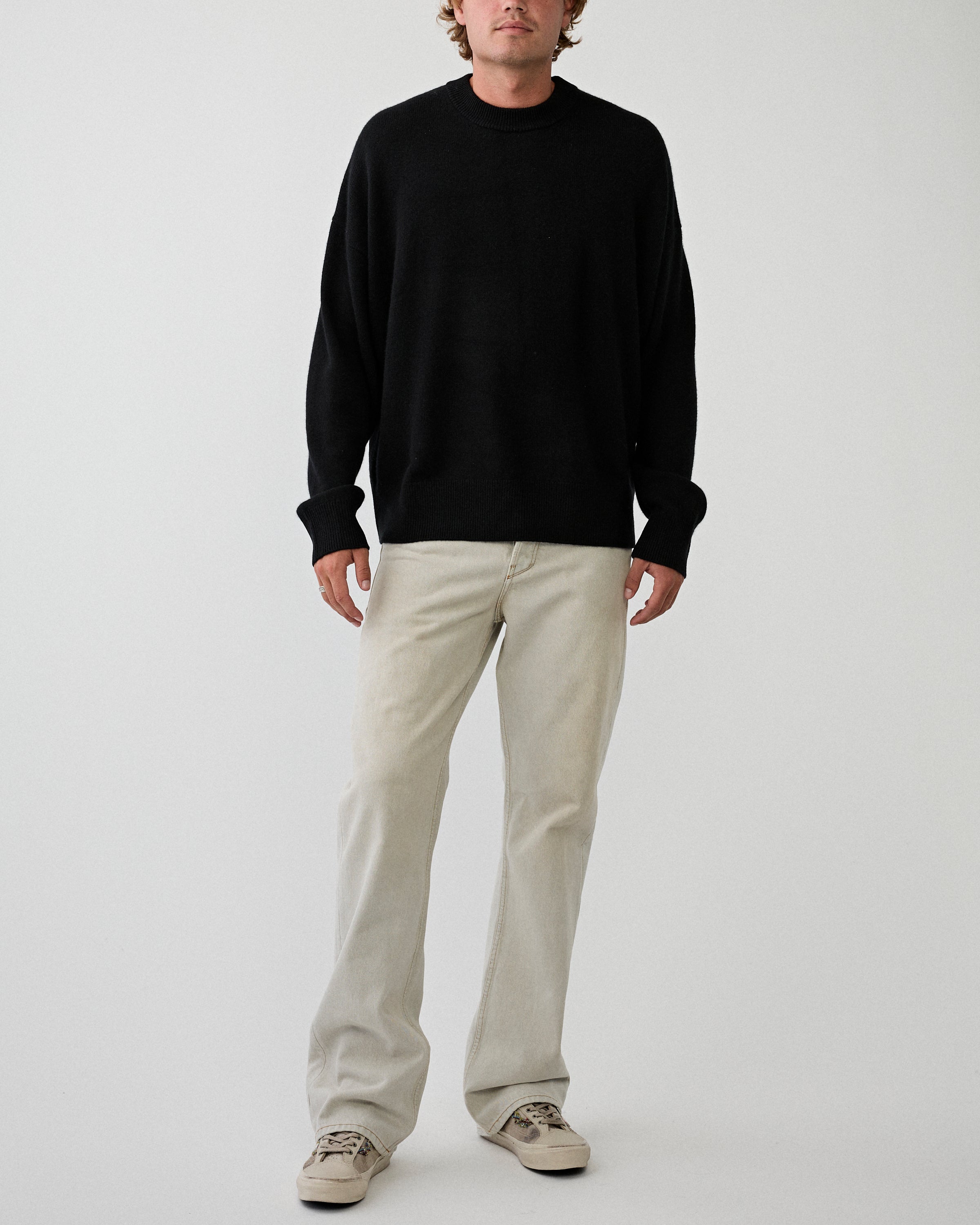 Yacaia Y-0008 Merino/Cashmere Sweater Black Knitwear Men