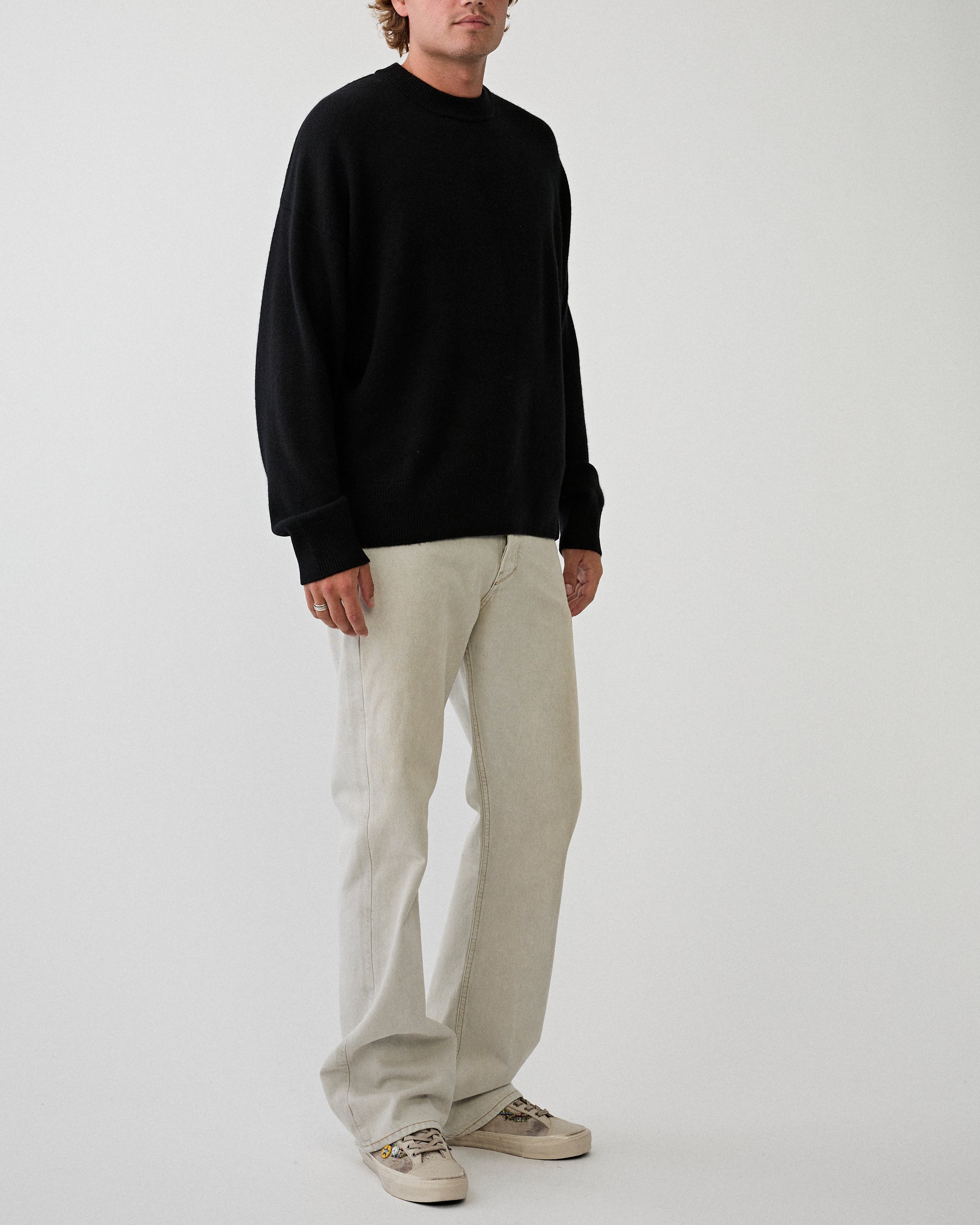 Yacaia Y-0008 Merino/Cashmere Sweater Black Knitwear Men