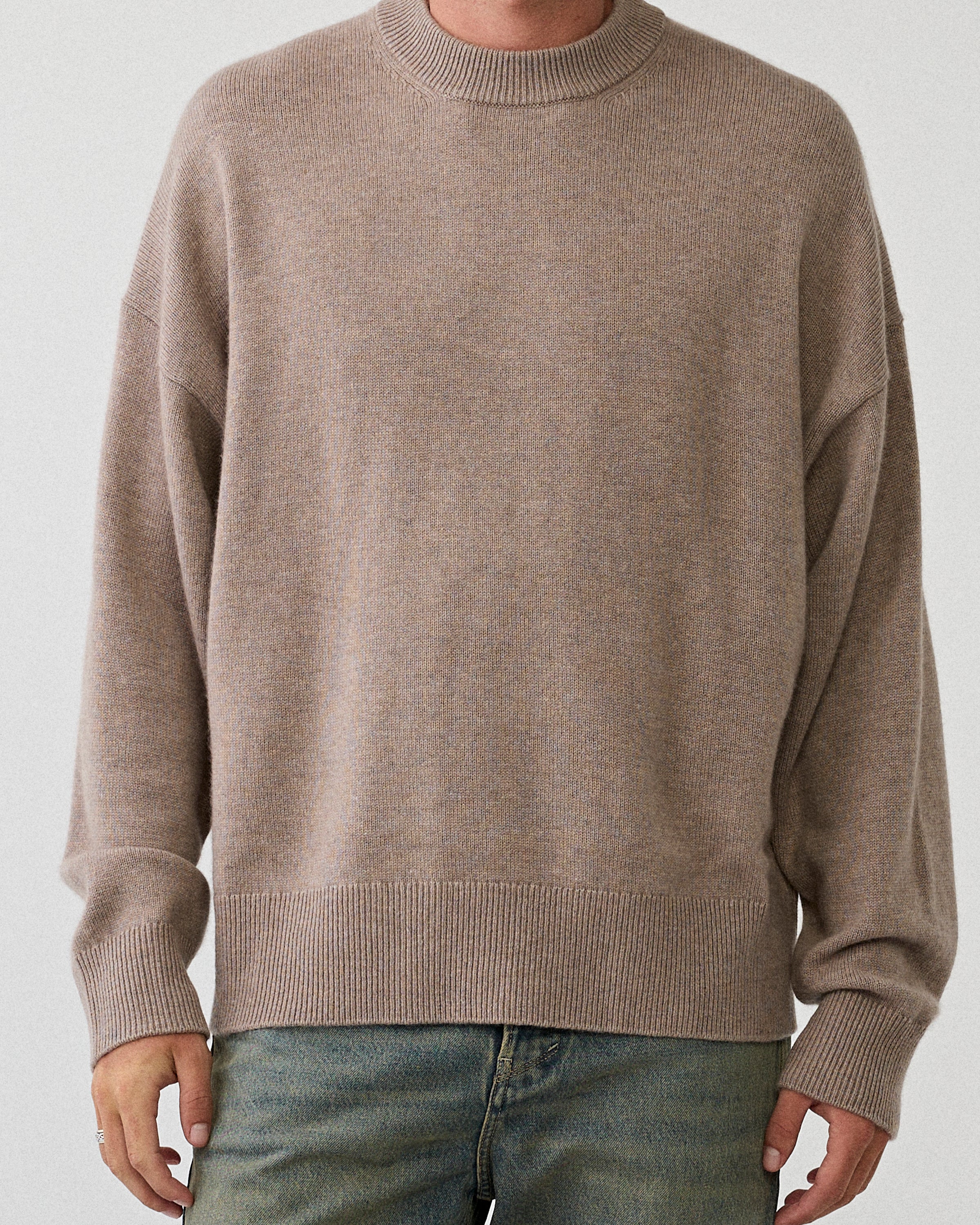 Yacaia Y-0008 Merino/Cashmere Sweater Light Beige Knitwear Men