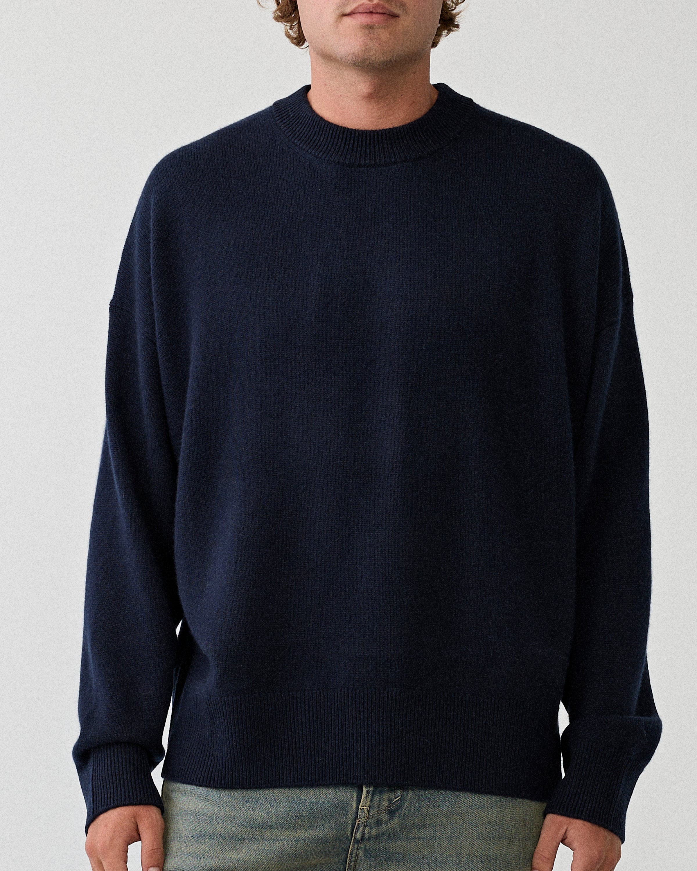 Yacaia Y-0008 Merino/Cashmere Sweater Navy Knitwear Men