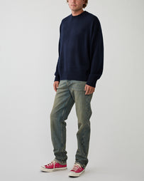 Yacaia Y-0008 Merino/Cashmere Sweater Navy Knitwear Men