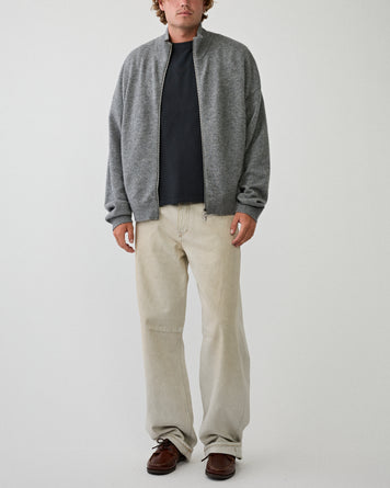 Yacaia Y-0020 Full Zip Merino/Cashmere Sweater Grey Knitwear Men