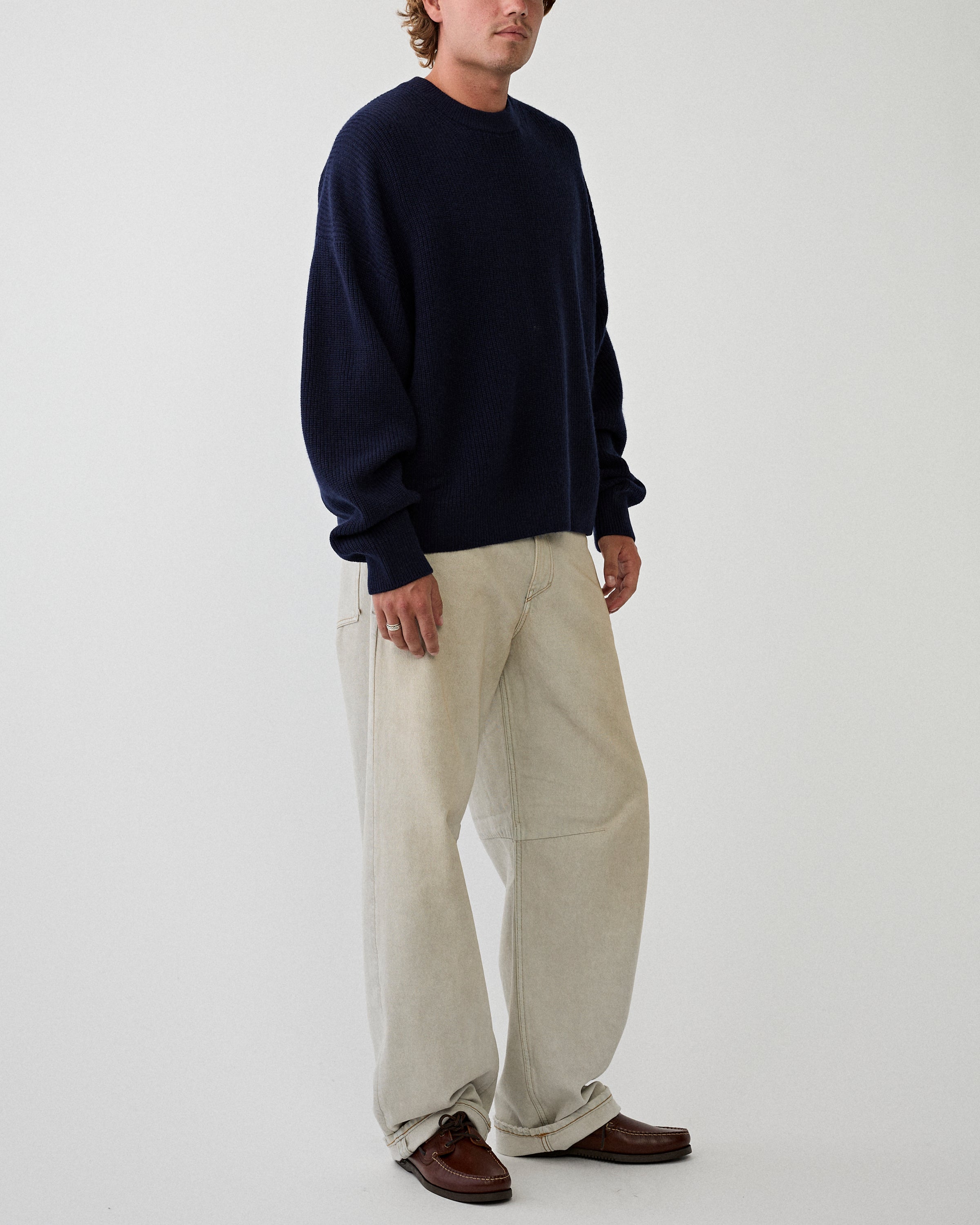 Yacaia Y-0013 Merino/Cashmere Sweater Navy Knitwear Men