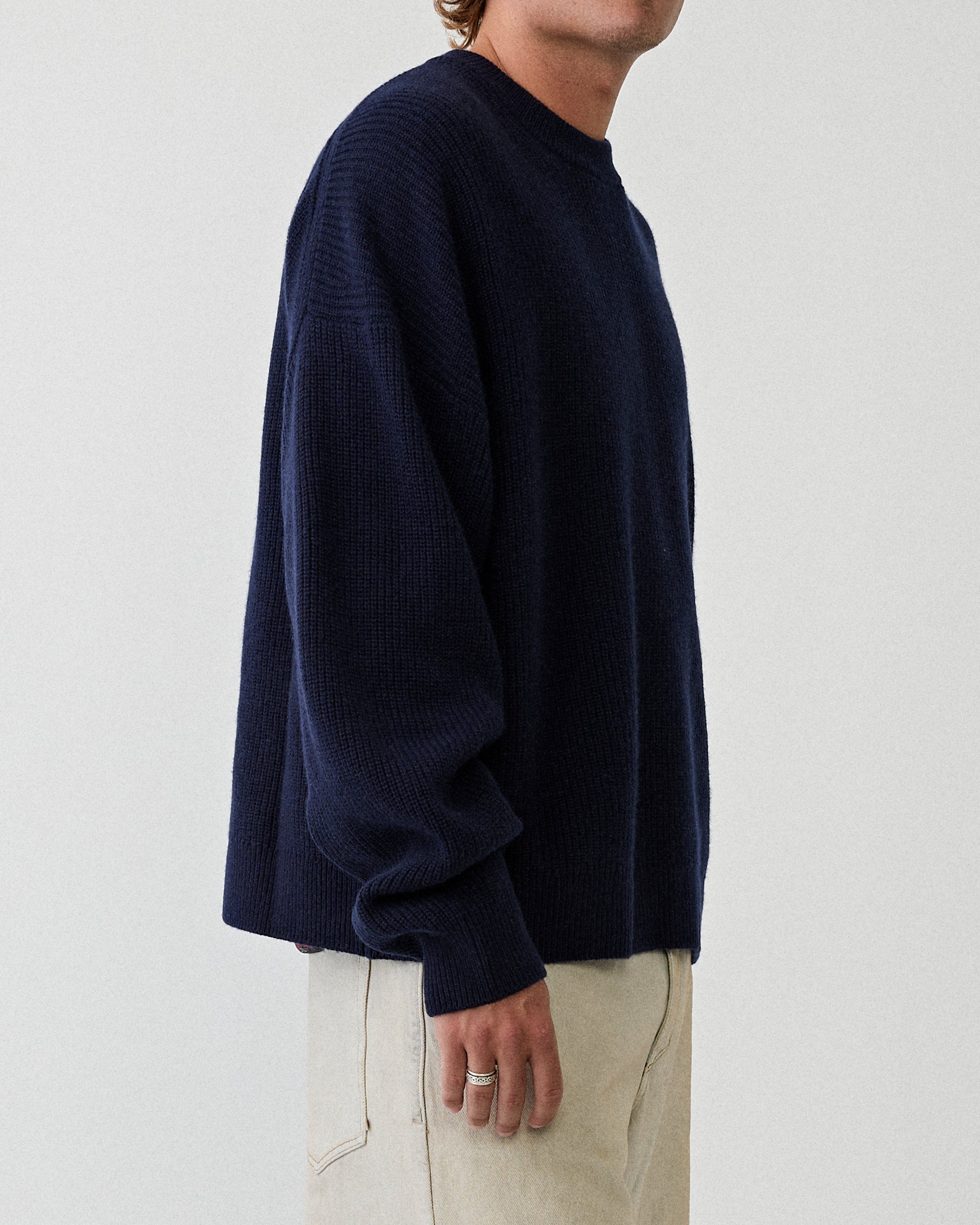 Yacaia Y-0013 Merino/Cashmere Sweater Navy Knitwear Men