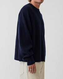 Yacaia Y-0013 Merino/Cashmere Sweater Navy Knitwear Men