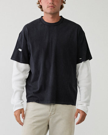 Stockholm Surfboard Club Layer Box Tee Black T-shirt S/S Men