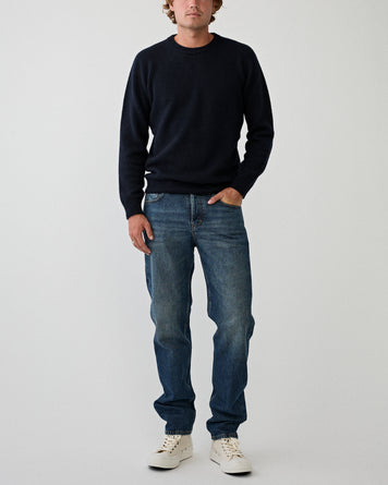 Roberto Collina Girocollo ML Garzato Navy Knitwear Men