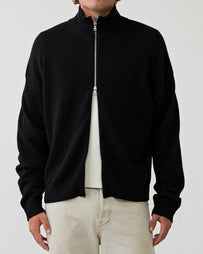 Yacaia Y-0020 Full Zip Merino/Cashmere Sweater Black Knitwear Men