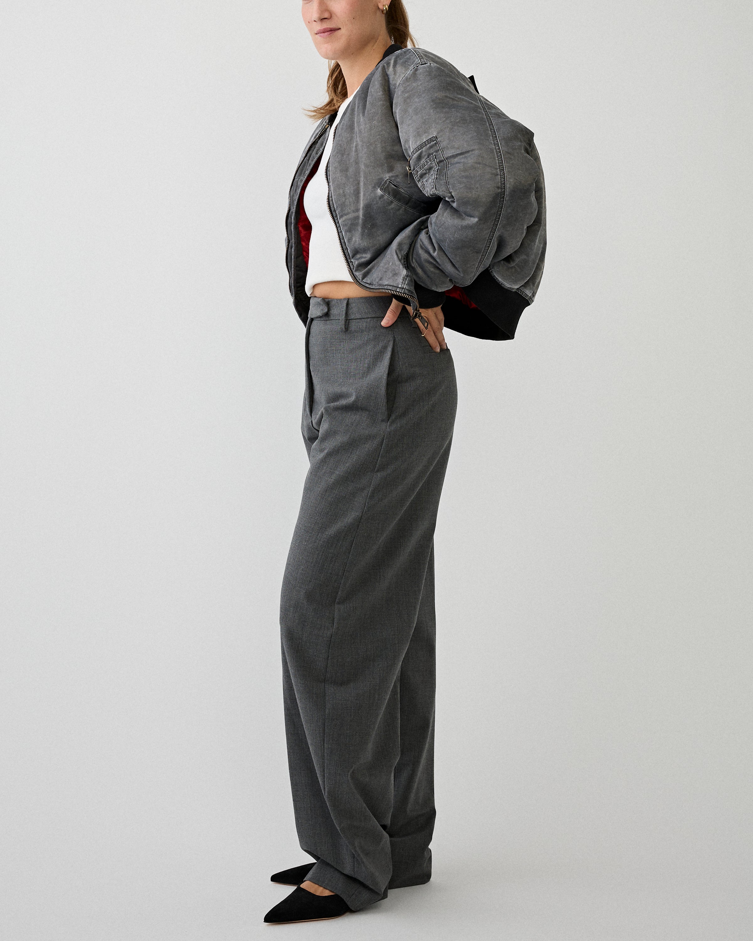 The Latest Dina Pants Grey Melange Pants Women