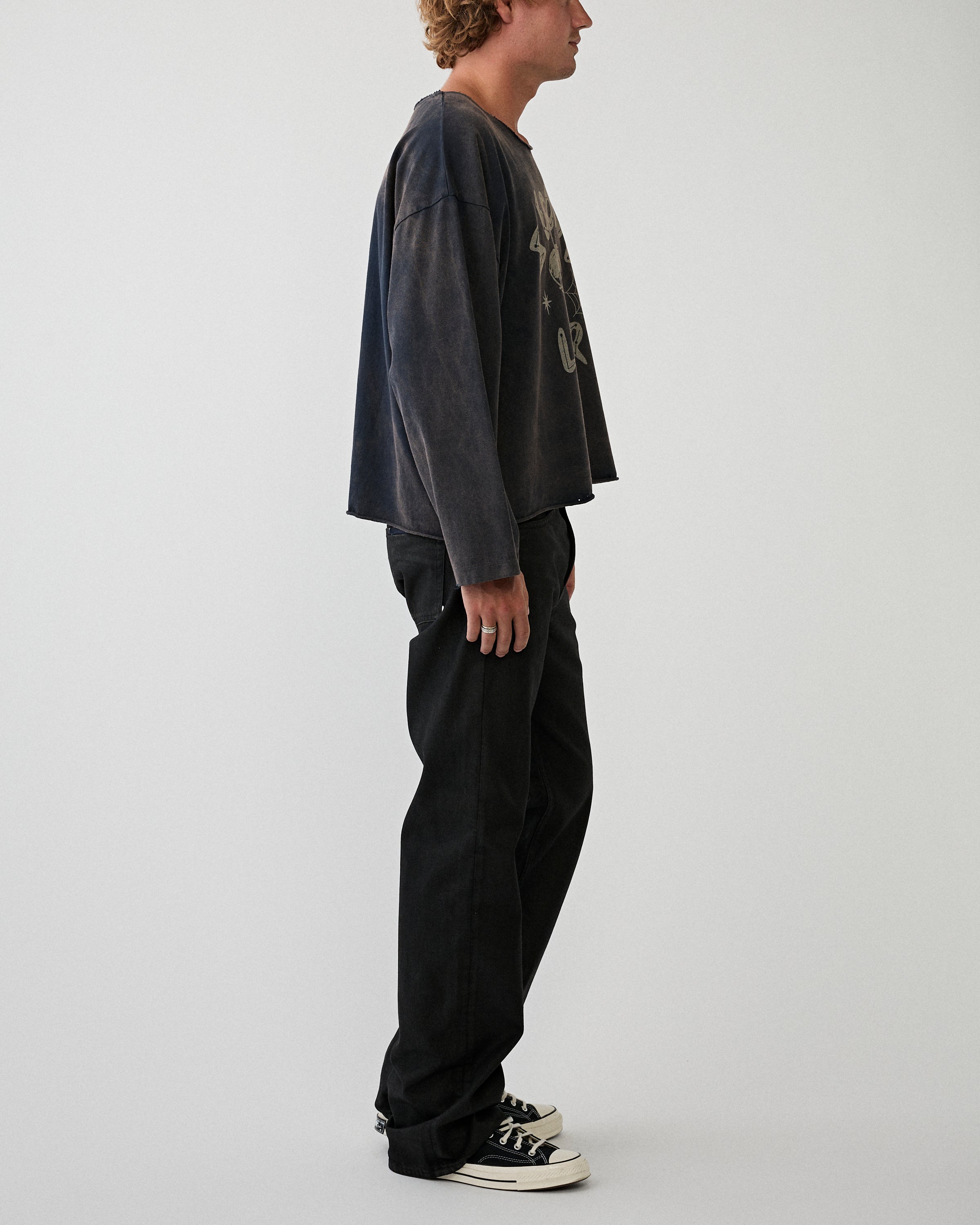 SECOND/LAYER Skull Crush Trasher Longsleeve Black T-shirt S/S Men