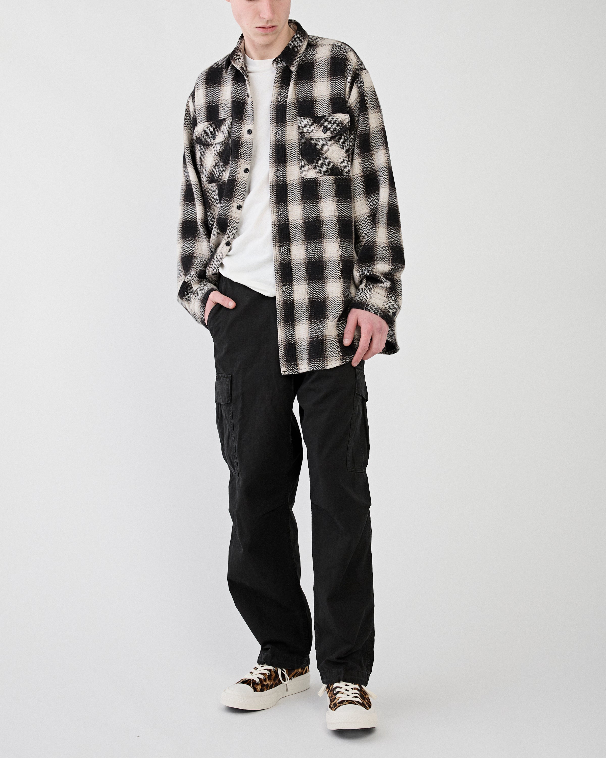 OrSlow Heavyweight Flannel Check Black Shirt L/S Men