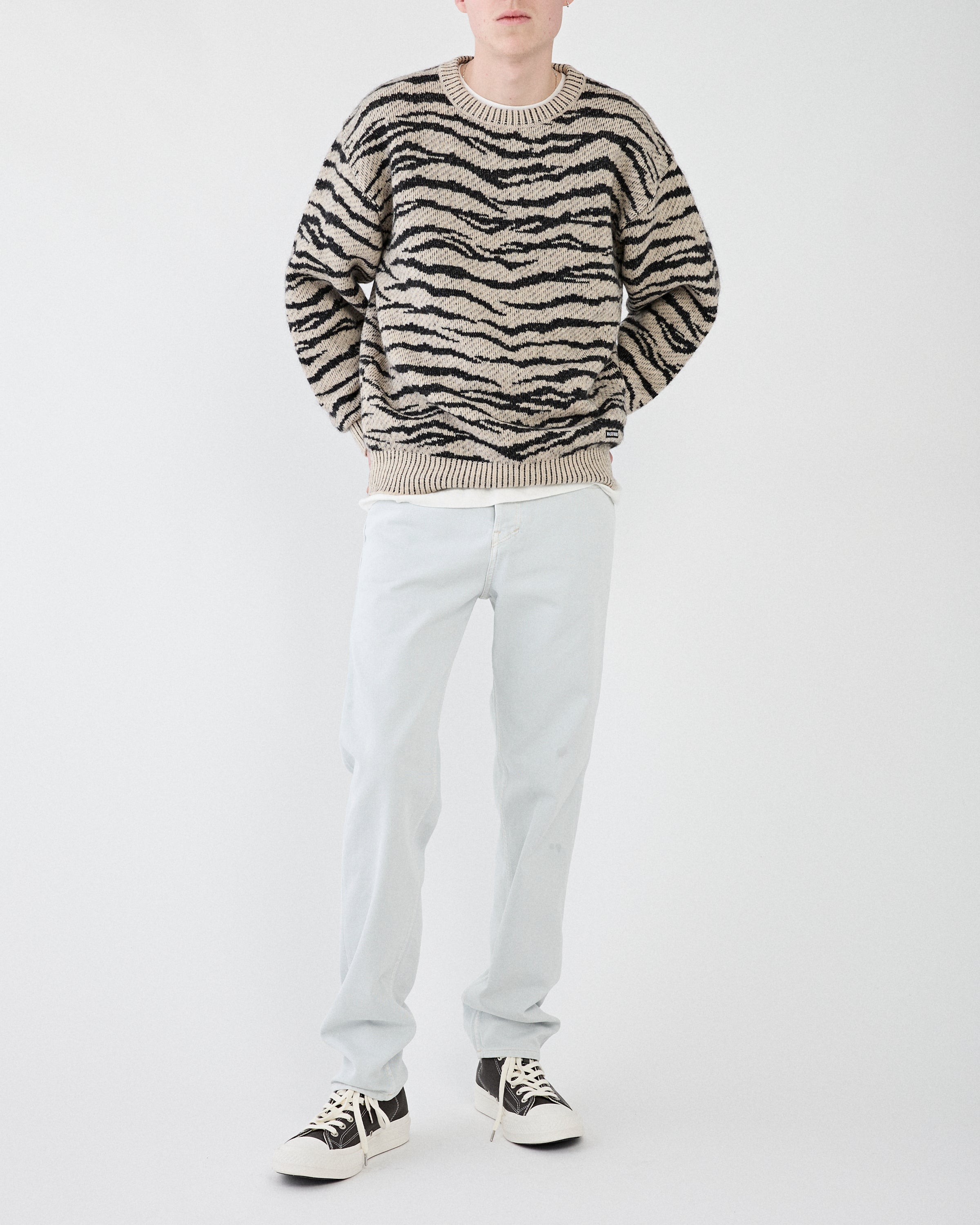 Wacko Maria Tiger Mohair Crew Neck Sweater Ivory Sweater Men