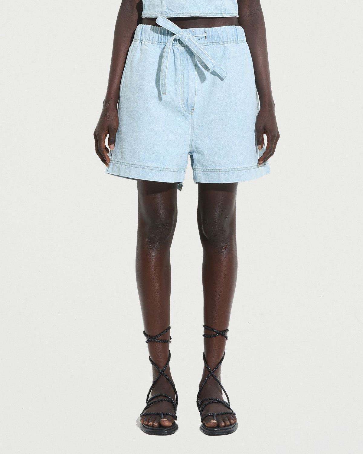 Christian Wijnants Panya Denim Shorts Light Blue Shorts Women