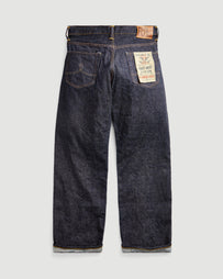 RRL Vintage 5 Pocket Full Length Straight East/West Rinse Denim Men