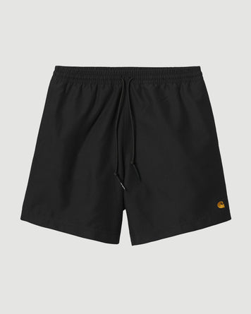 Carhartt WIP Chase Swim Trunks Black and Gold Shorts Men