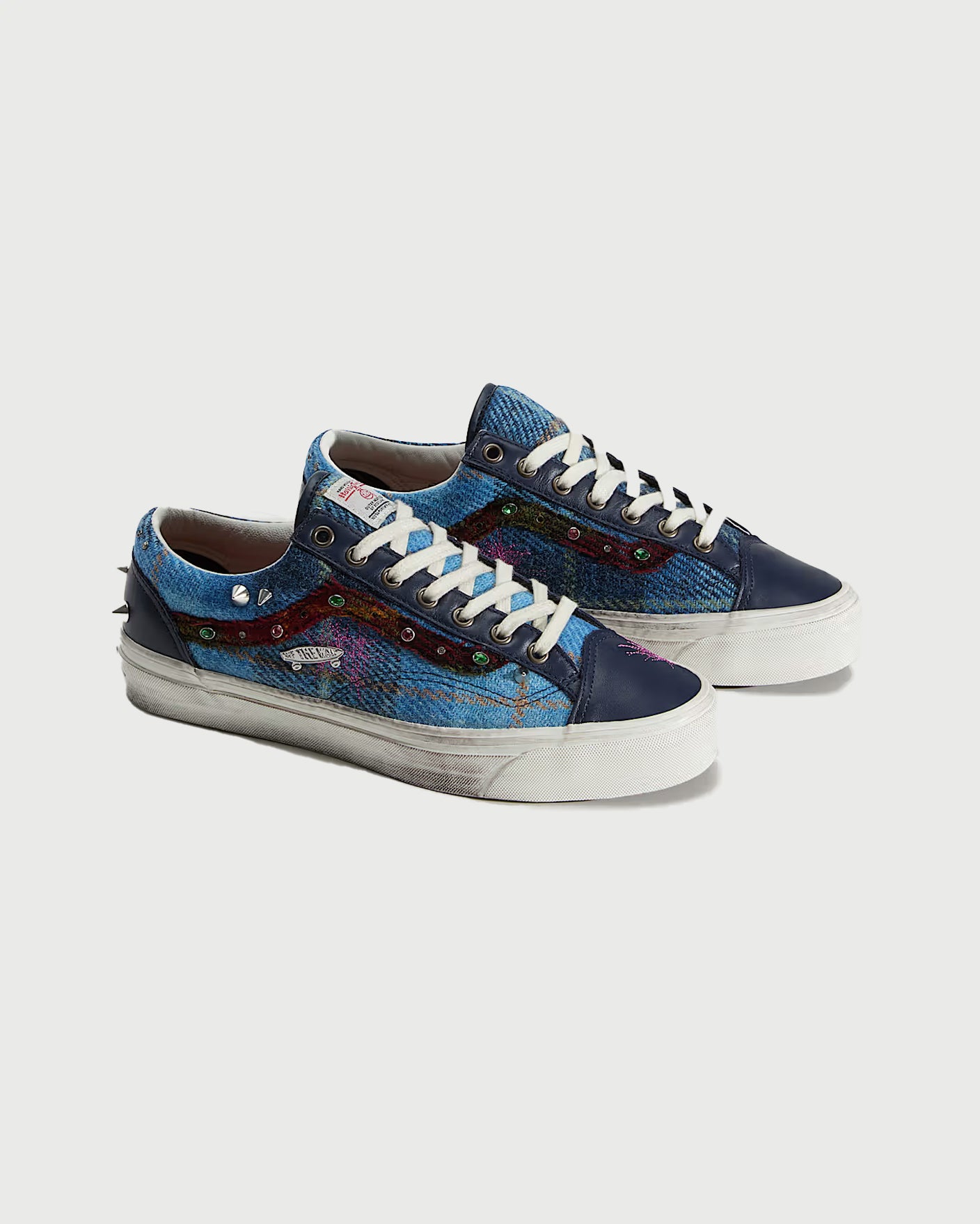 Vans Premium LX Old Skool 36 Harris Tweed - Navy Blue Shoes Sneakers Men