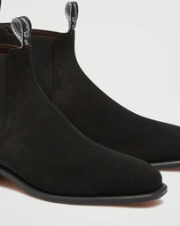 R.M. Williams Craftsman Black Yearling Suede Shoes Leather Men