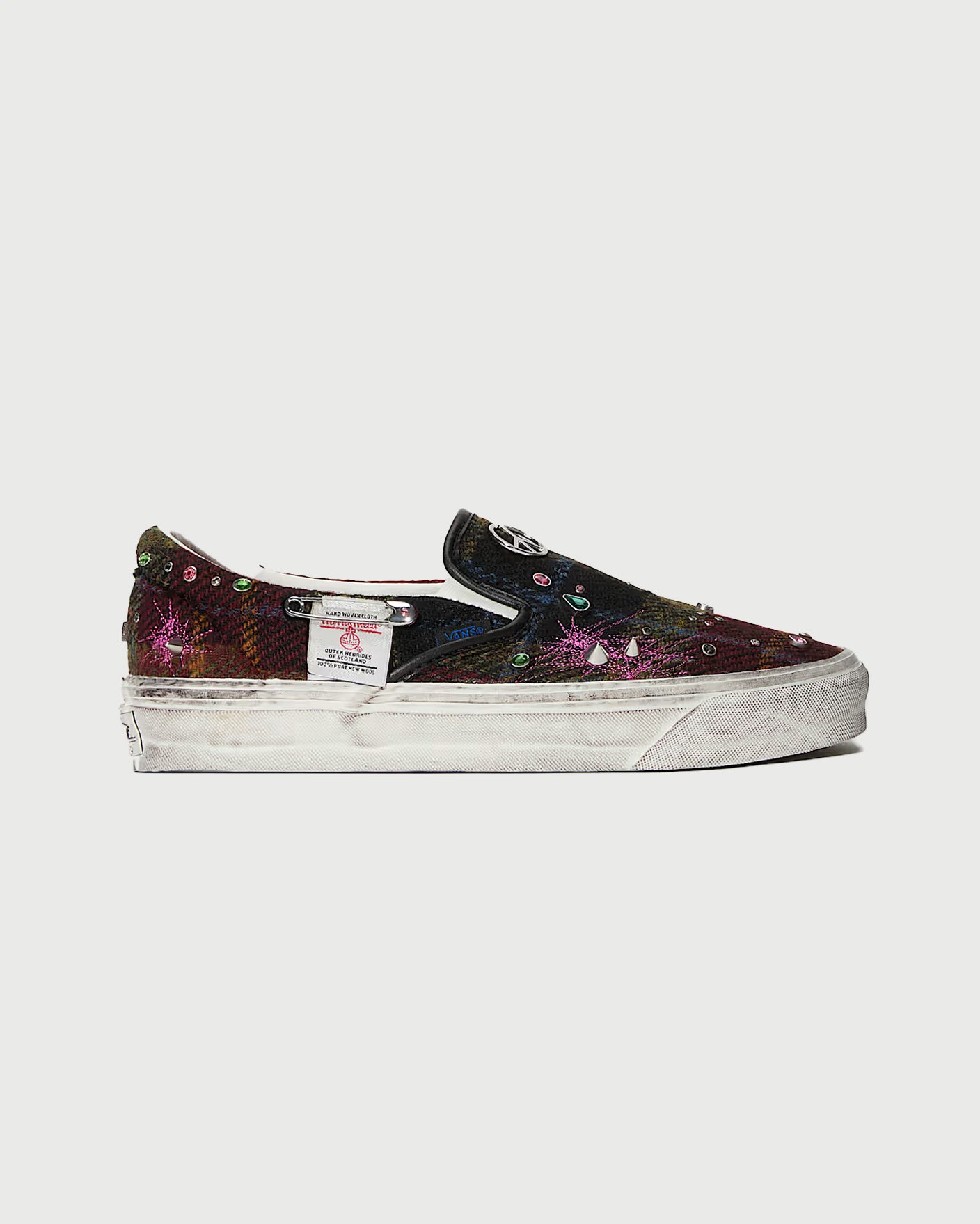 Vans Premium LX Slip On 98 Harris Tweed - Red/Blue Shoes Sneakers Men