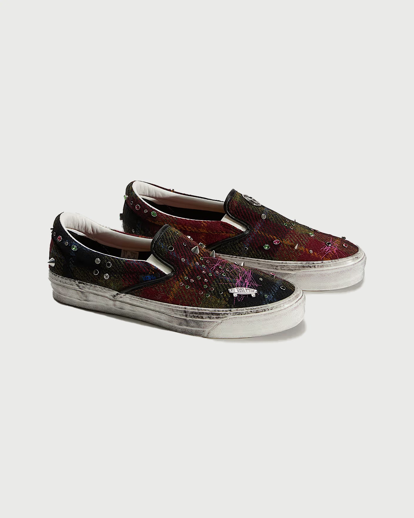 Vans Premium LX Slip On 98 Harris Tweed - Red/Blue Shoes Sneakers Men