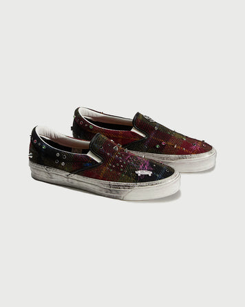 Vans Premium LX Slip On 98 Harris Tweed - Red/Blue Shoes Sneakers Men