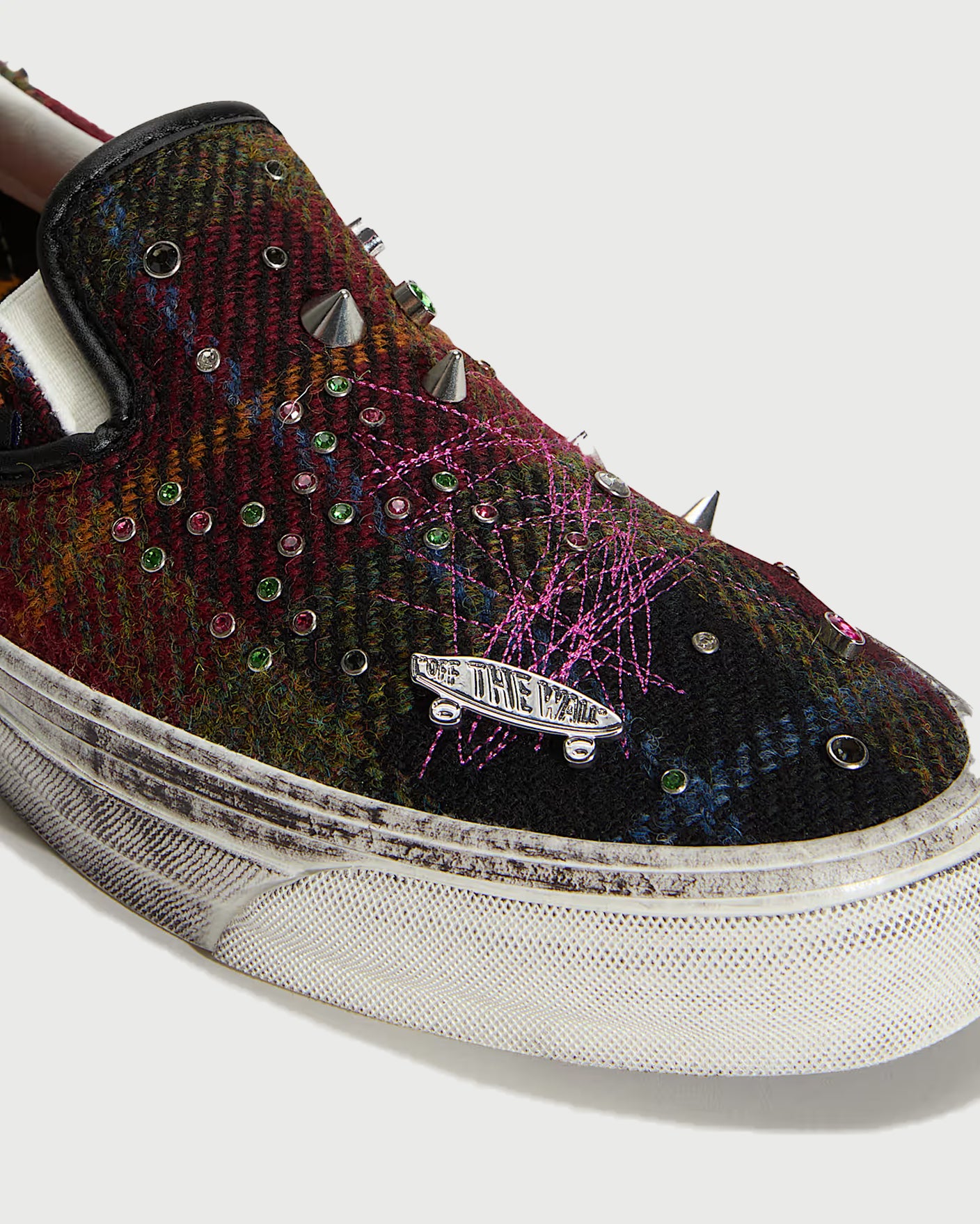 Vans Premium LX Slip On 98 Harris Tweed - Red/Blue Shoes Sneakers Men