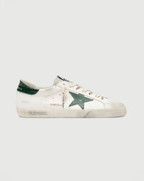 Golden Goose Super-star White Upper & Green Star Shoes Sneakers Men